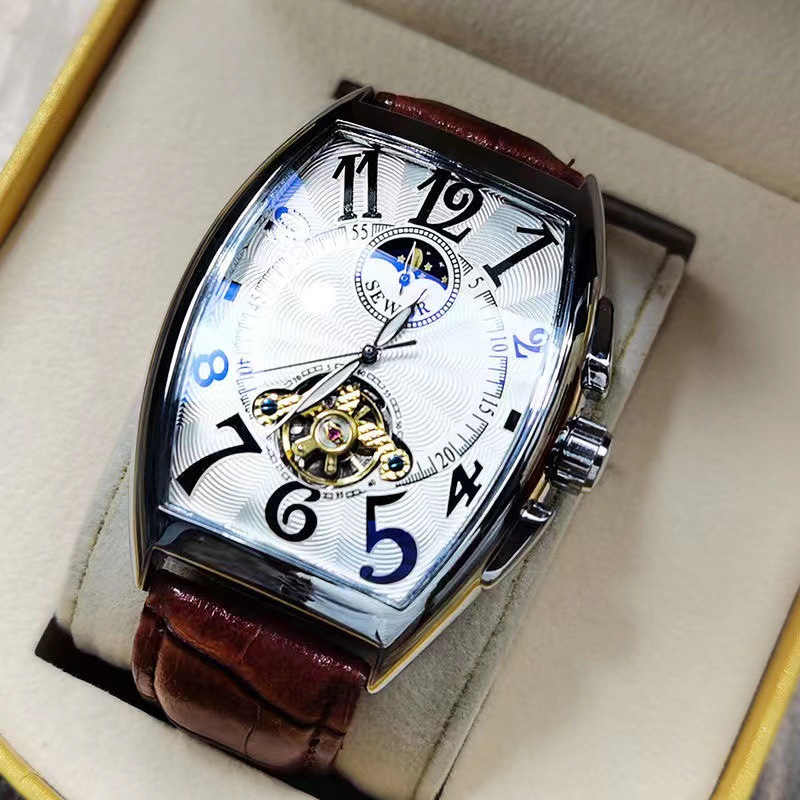 Seiko Watch Presage - SEWOR Mechanical Watch Men Gold Tourbillon