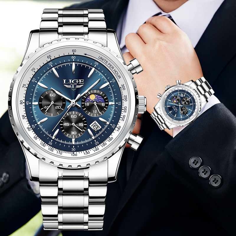 Jewelry Inspired Watches - LIGE Brand Luxury Quartz Man Watch