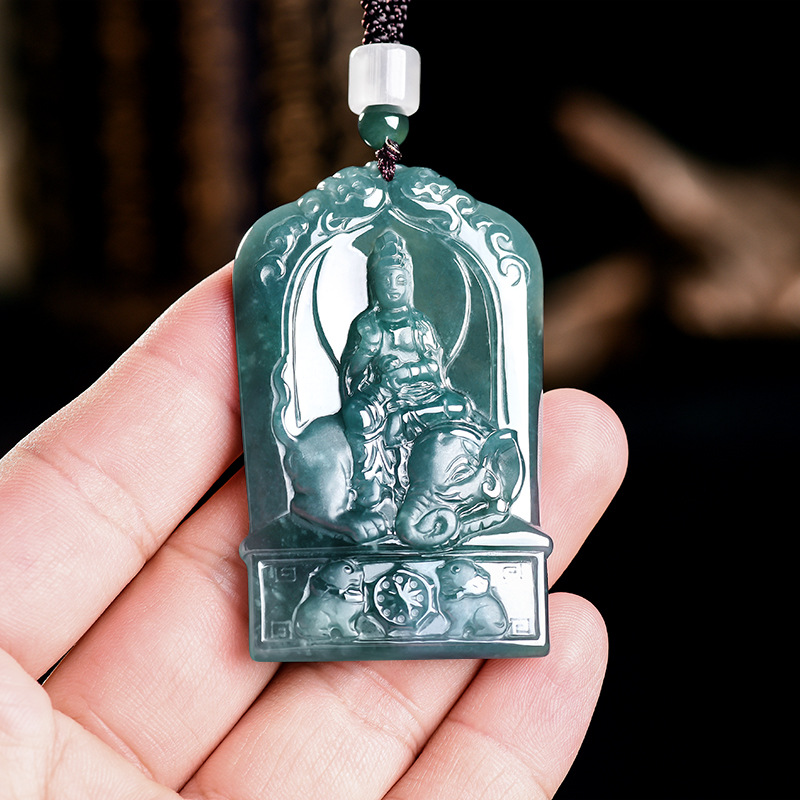 Jewelry & Watches Spółka Z Ograniczoną Odpowiedzialnością - Natural Burmese Jadeite Guanyin Pendant Necklace