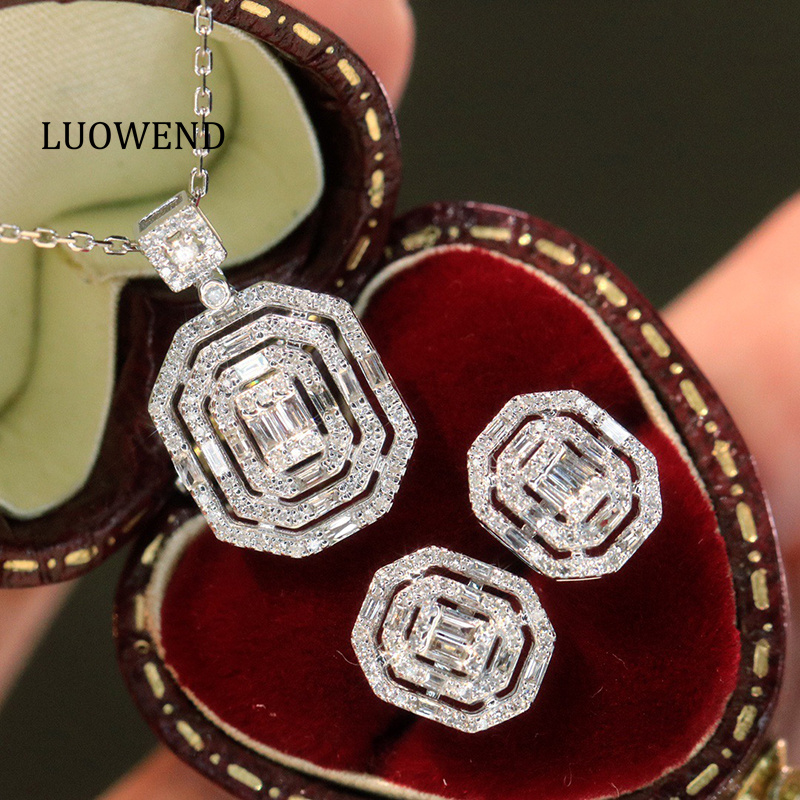Diamond Stud Earrings - LUOWEND 100% 18K White Gold Earrings