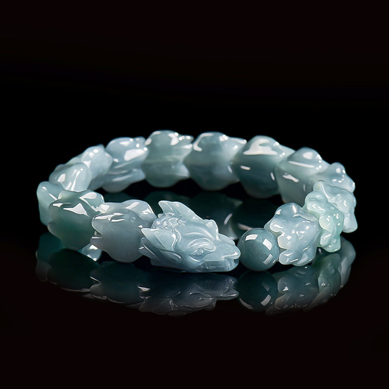 Jewelry & Watches Spółka Z Ograniczoną Odpowiedzialnością - Blue Burmese Jadeite Dragon Bracelet Carved
