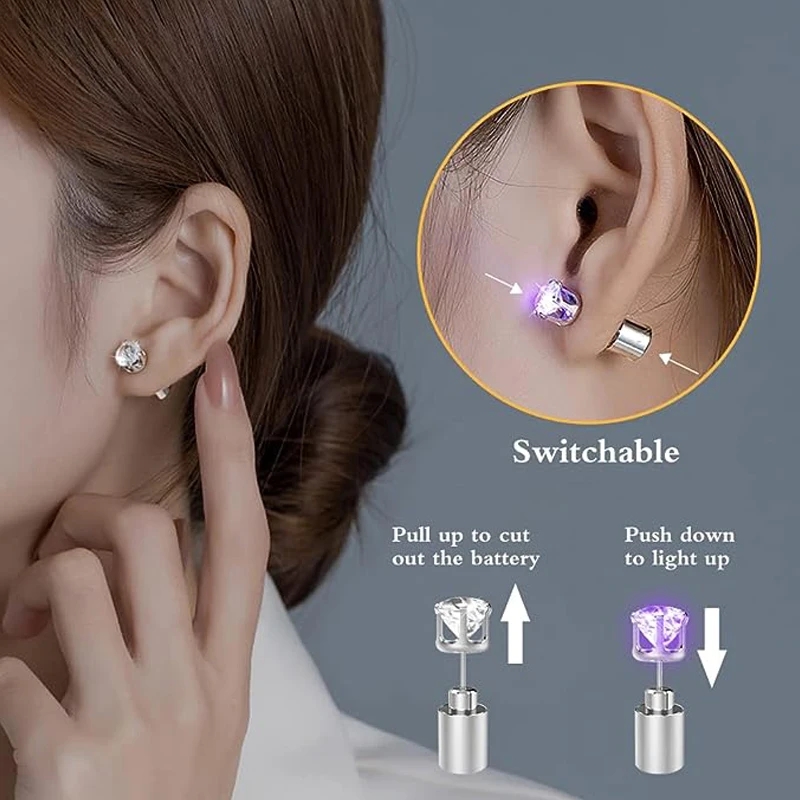 1 Pair Led Light Up Ear Stud B - Diamond Stud Earrings review and price