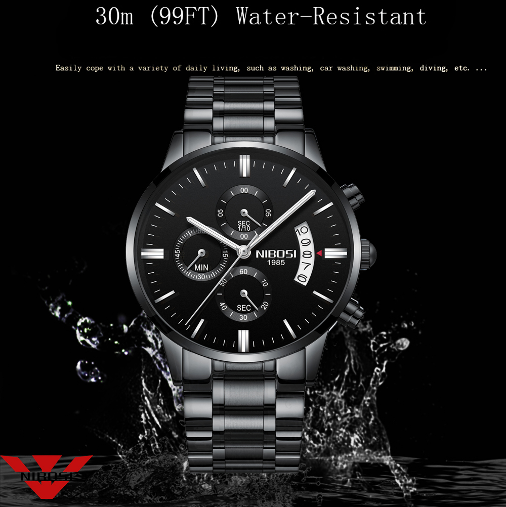 NIBOSI Stainless Steel Black Q - Jewelry Inspired Watches review and price