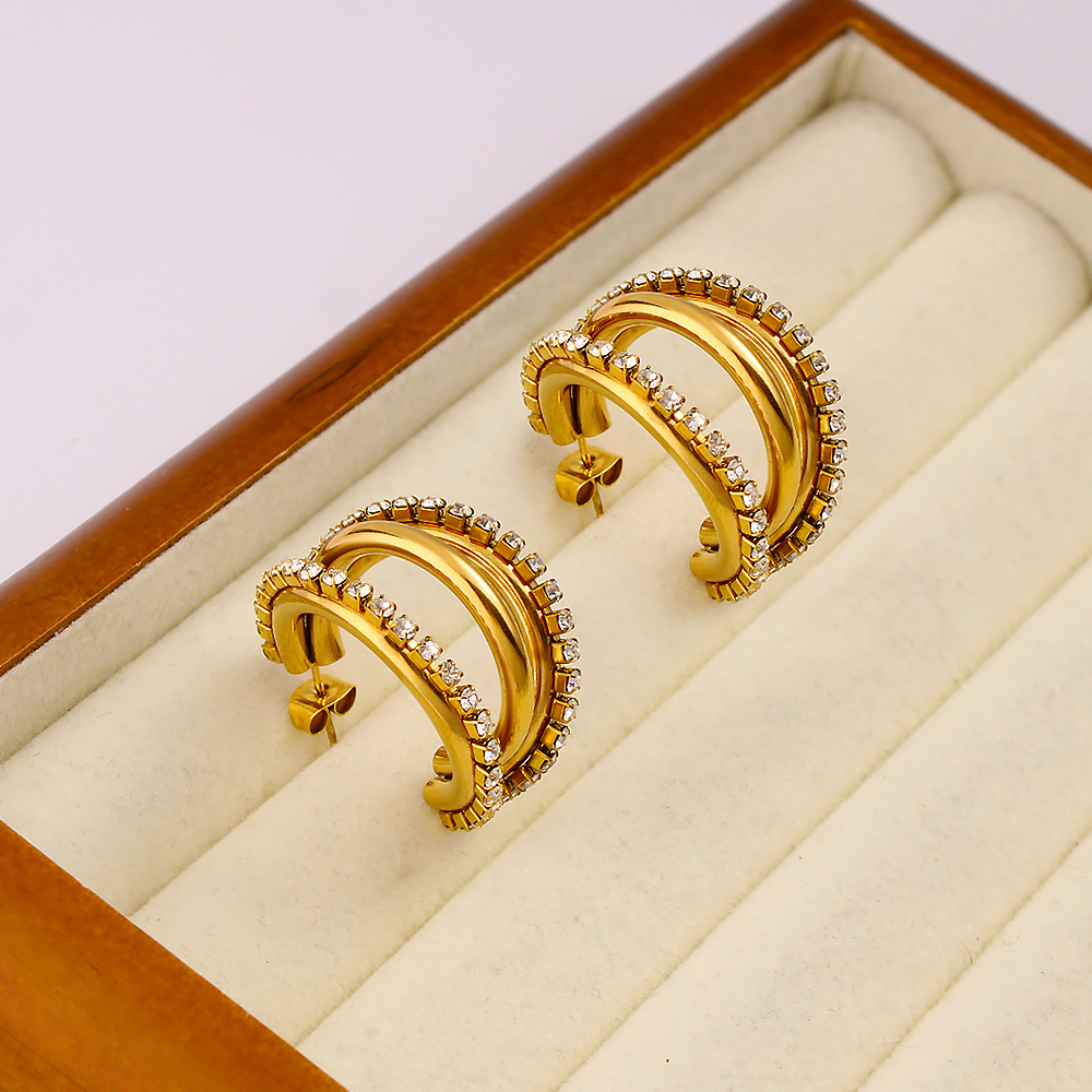 DIY accessories Exquisite C-sh - Diamond Stud Earrings review and price