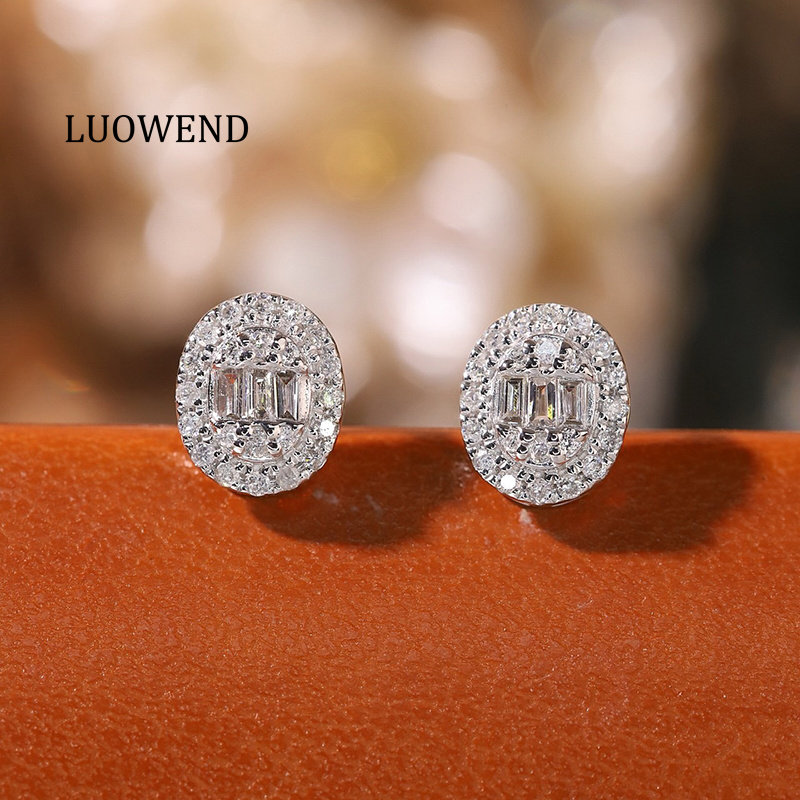 LUOWEND 100% 18K White Gold Ea - Diamond Stud Earrings review and price