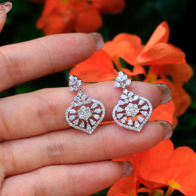 Aazuo 18K Solid White Gold Rea - Diamond Stud Earrings review and price