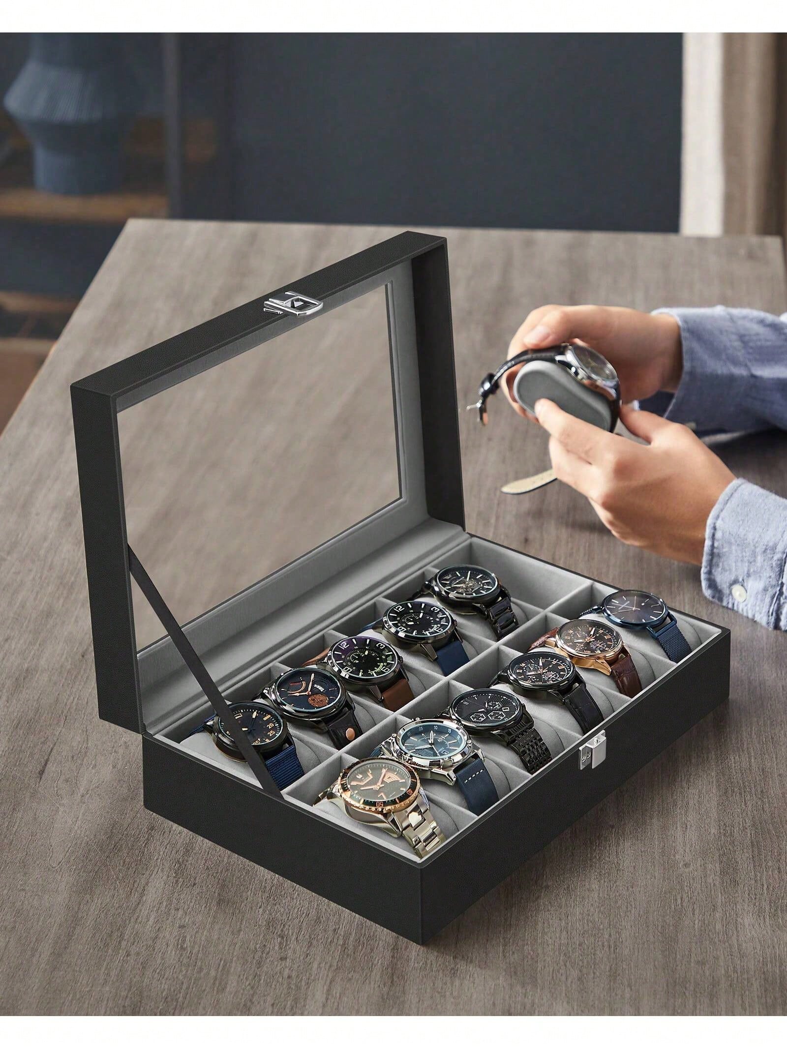 12-Slot Lockable Watch Box wit - Jewelry Organizer Watches review and price
