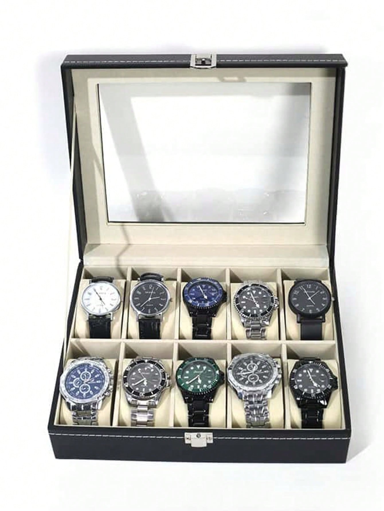 Leather Watch Box with Lock, L - Jewelry Organizer Watches review and price
