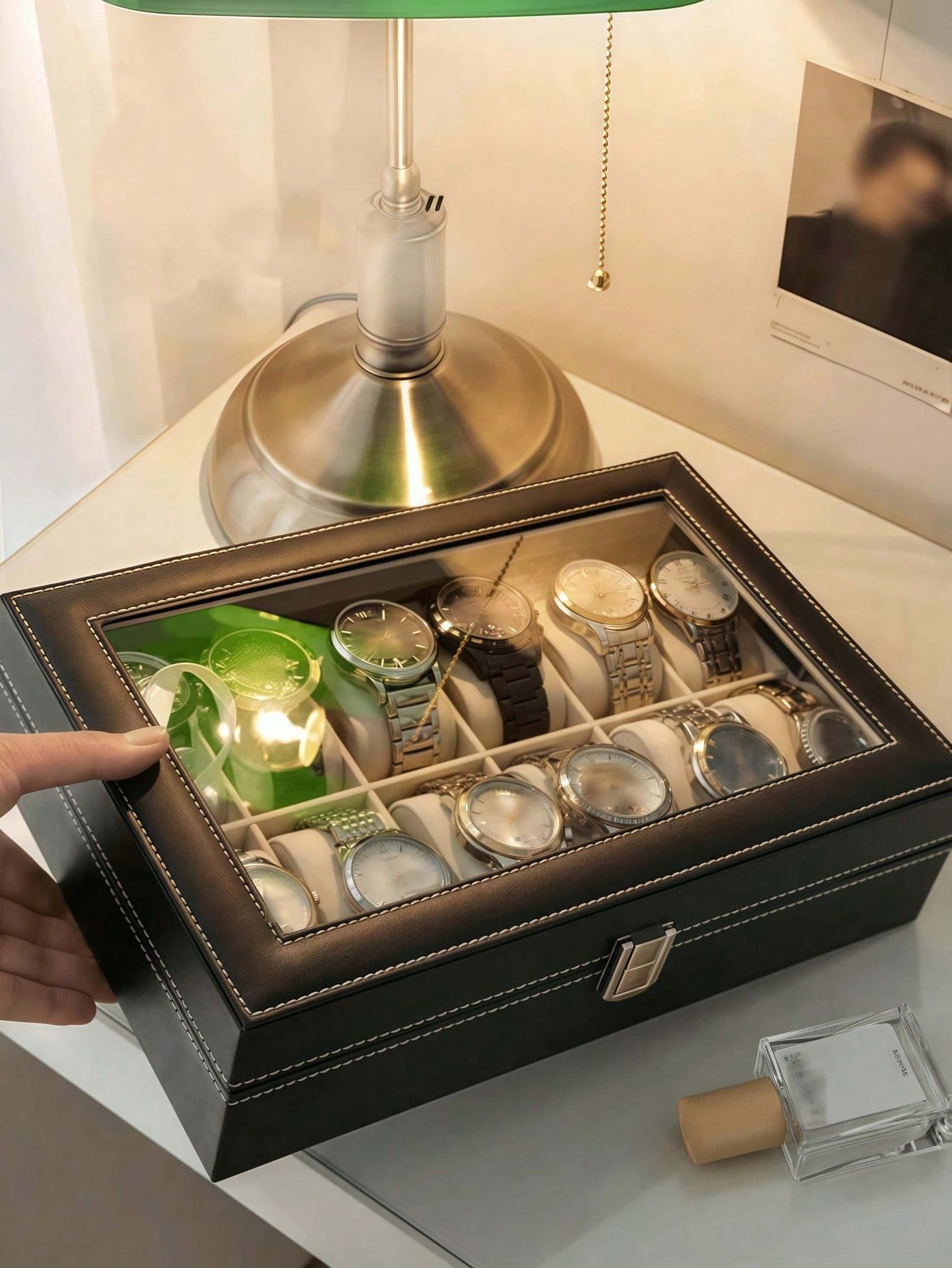 Leather Watch Box with Lock, L - Jewelry Organizer Watches review and price