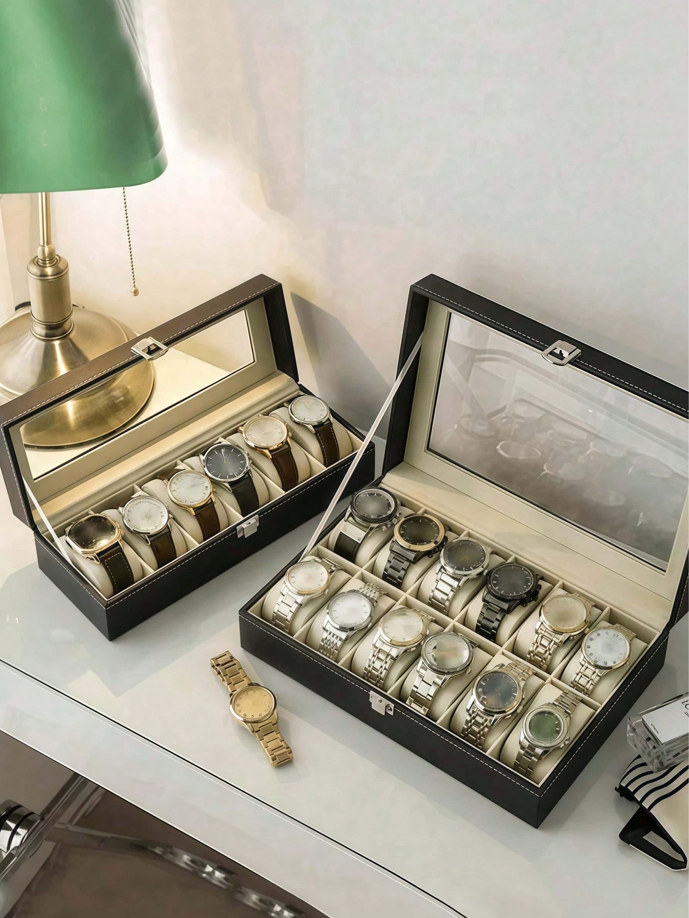 Leather Watch Box with Lock, L - Jewelry Organizer Watches review and price