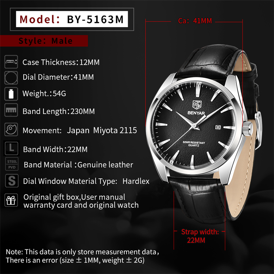 Benyar 5163 Top Brand Luxury M - Jewelry Inspired Watches review and price