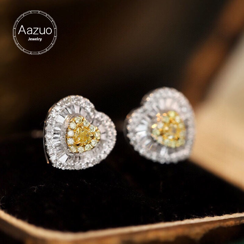 Aazuo Real 18K Solid White Gol - Diamond Stud Earrings review and price